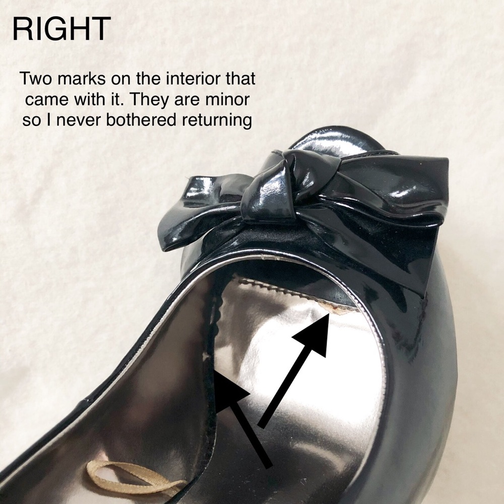 Zara Black Peep Toe Stiletto Heels Bow Detail Faux Vegan Patent Leather Shoes - Picture 12 of 16
